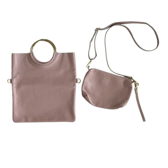 Borse in Pelle Made in Italy Genuine Leather Rose Pink Top Handle Crossbody Bags - Picture 1 of 12